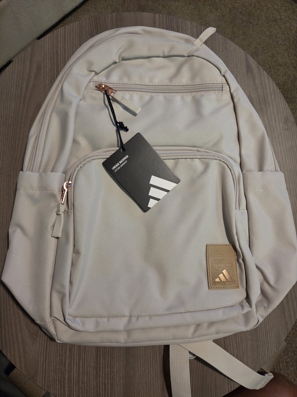 adidas Lineage Women's Cream Backpack with Rose Gold Hardware